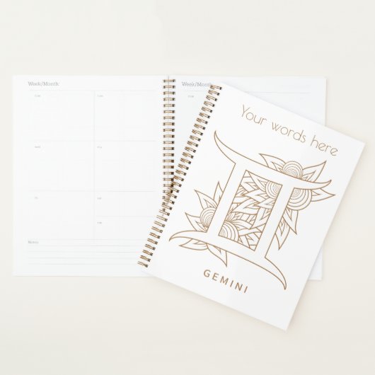 Creëer Uw eigen Elegant Goud & Wit Tweelingen Zodi Planner (Display)