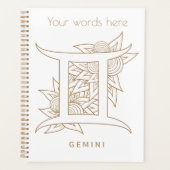 Creëer Uw eigen Elegant Goud & Wit Tweelingen Zodi Planner (Voorkant)