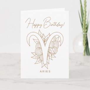 Creëer Uw eigen Elegant Goud & Witte Ram Zodiac Feestdagen Kaart