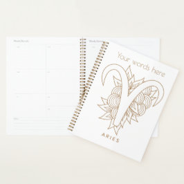 Creëer Uw eigen Elegant Goud & Witte Ram Zodiac Planner