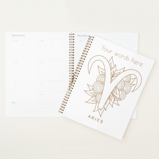 Creëer Uw eigen Elegant Goud & Witte Ram Zodiac Planner (Display)