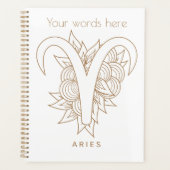 Creëer Uw eigen Elegant Goud & Witte Ram Zodiac Planner (Voorkant)
