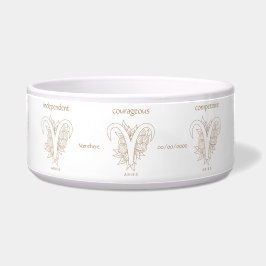 Creëer Uw eigen Elegant Goud & Witte Ram Zodiac Voerbakje
