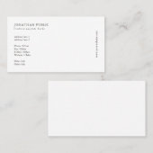 Creëer Uw eigen Elegant Modern Wit Schoon Ontwerp Visitekaartje (Voorkant / Achterkant)