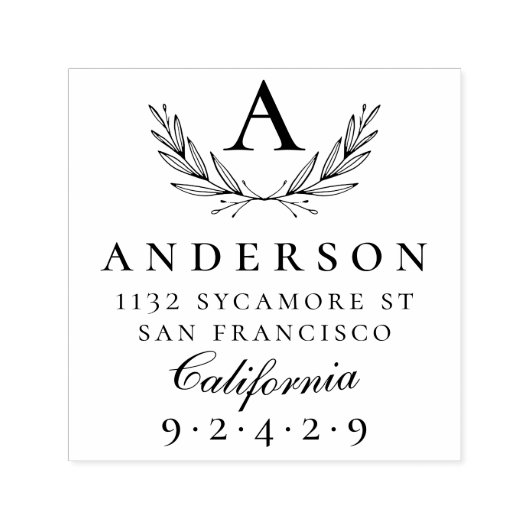 Creëer Uw Eigen Elegant Monogram Retouradres Zelfinktende Stempel (Design)