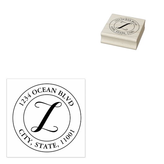 Creëer Uw eigen Elegant Monogram Ronde Rubberstempel (Gestempeld)