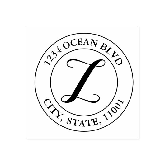 Creëer Uw eigen Elegant Monogram Ronde Rubberstempel (Afrduk)