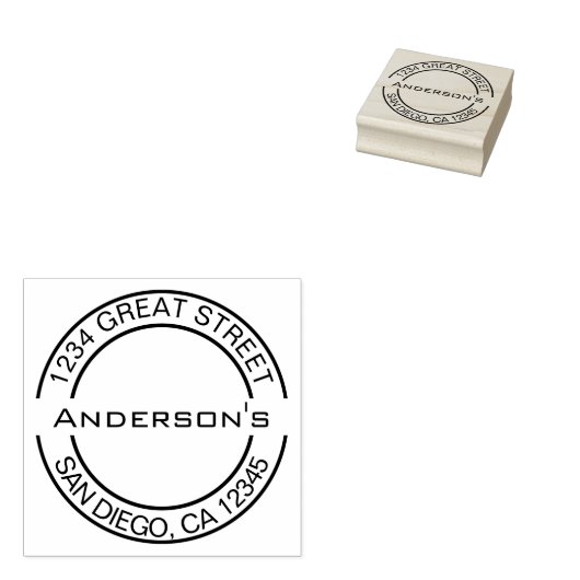 Creëer uw eigen Elegant Rond Terugkeeradres Rubberstempel (Gestempeld)
