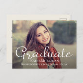 Creëer uw eigen Elegant Script Afstuderen Foto Aankondigingskaart (Voorkant / Achterkant)