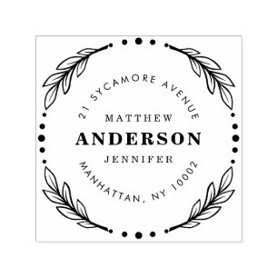 Creëer Uw Eigen Elegant Wreath Retouradres Zelfinktende Stempel