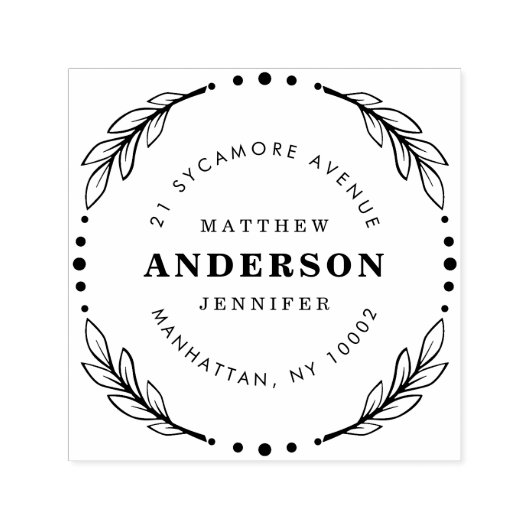 Creëer Uw Eigen Elegant Wreath Retouradres Zelfinktende Stempel (Design)