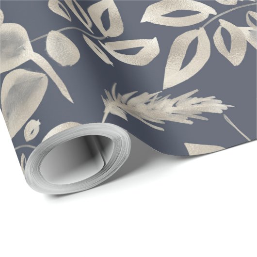 Creëer uw eigen elegante blauw en gouden gebladert cadeaupapier (Rol Hoek)