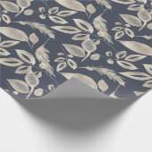 Creëer uw eigen elegante blauw en gouden gebladert cadeaupapier (Hoek)