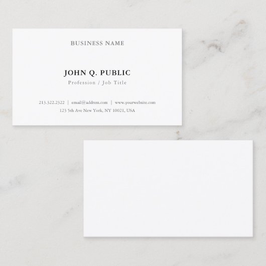 Creëer uw eigen elegante minimalistische eenvoudig visitekaartje (Voorkant / Achterkant)