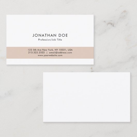 Creëer Uw eigen elegante moderne, eenvoudige Sjabl Visitekaartje (Voorkant / Achterkant)