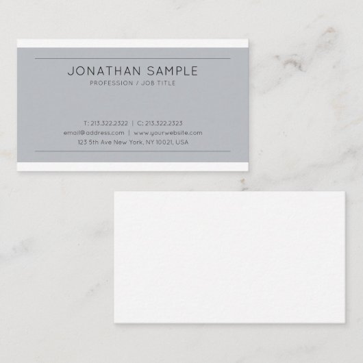 Creëer Uw eigen elegante moderne ontwerpplaat Visitekaartje (Voorkant / Achterkant)