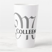 Creëer uw eigen elegante naam monogram latte mok (Voorkant)