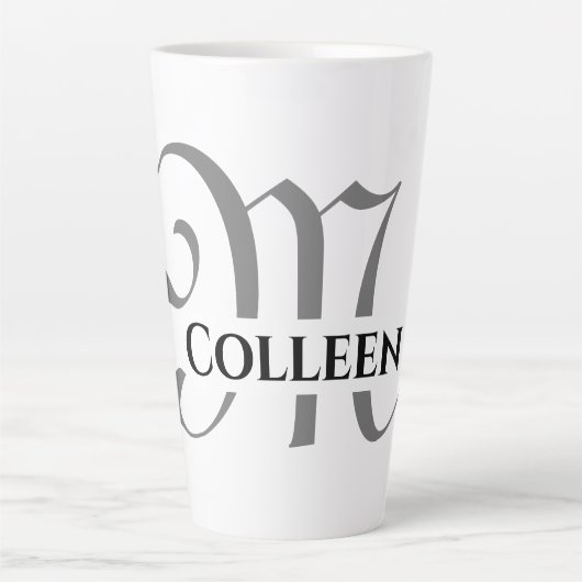 Creëer uw eigen elegante naam monogram latte mok (Voorkant)