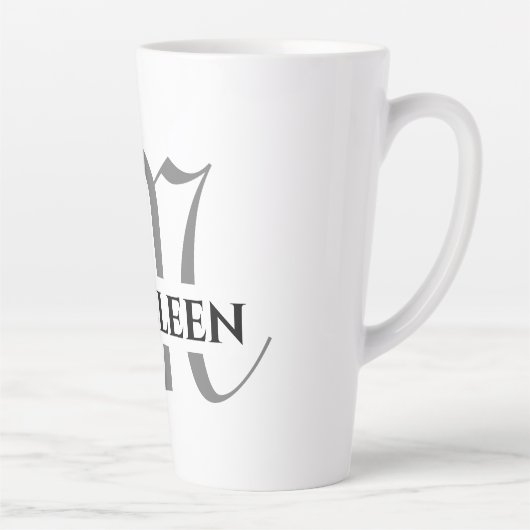 Creëer uw eigen elegante naam monogram latte mok (Rechts)