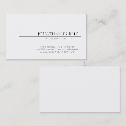 Creëer uw eigen elegante ontwerpminimalistische be visitekaartje (Voorkant / Achterkant)