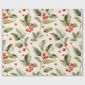 Creëer uw eigen elegante rode Holly crème Cadeaupapier (Vlak)