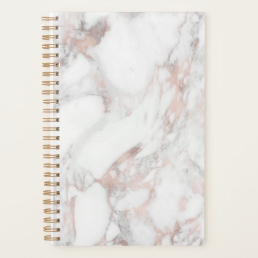 Creëer Uw eigen elegante Roos Gold Marble Blank Planner (Voorkant)