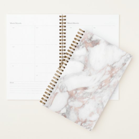 Creëer Uw eigen elegante Roos Gold Marble Blank Planner (Display)