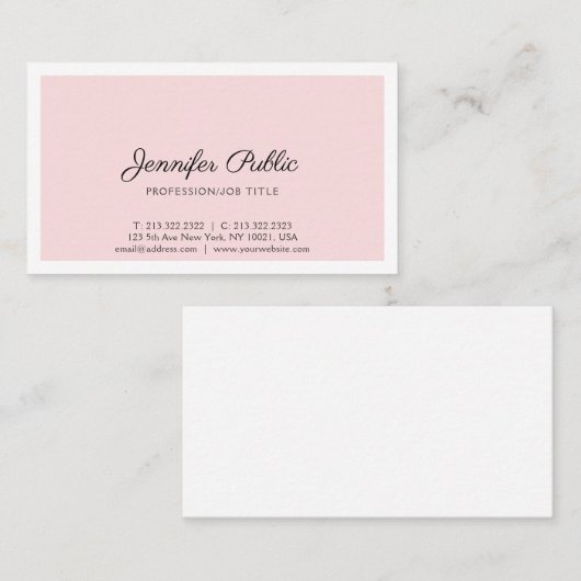 Creëer Uw eigen Elegante Roze Eenvoudige Moderne V Visitekaartje (Voorkant / Achterkant)