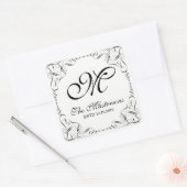 Creëer Uw Eigen Elegante Sierlijke Huwelijksmonogr Vierkante Sticker (Envelop)