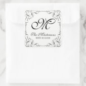 Creëer Uw Eigen Elegante Sierlijke Huwelijksmonogr Vierkante Sticker (Tas)