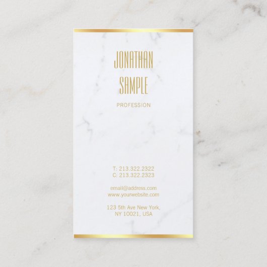 Creëer Uw eigen elegante witte marmer Gold-tekst Visitekaartje (Achterkant)
