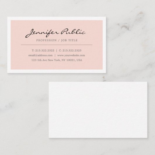 Creëer uw eigen elegante zwarte roze minimalist visitekaartje (Voorkant / Achterkant)