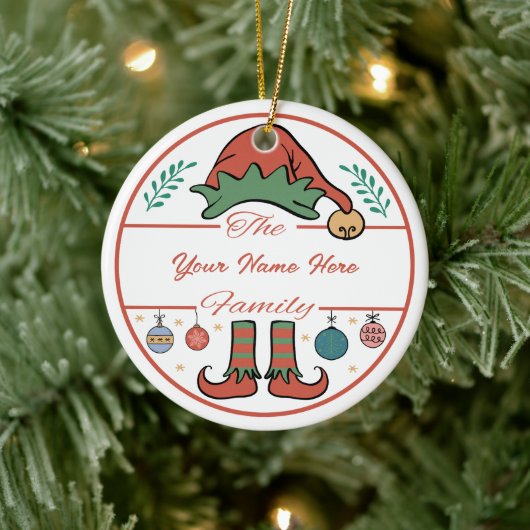 Creëer Uw Eigen Elfnaam & Kerstjaar Keramisch Ornament (Boom)