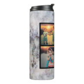 Creëer uw eigen familie foto collage grijs marmer thermosbeker (Gedraaid links)