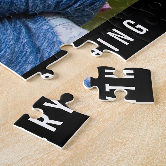 Creëer Uw eigen familie Foto Naam Quote Vakantie Legpuzzel (Zijkant)