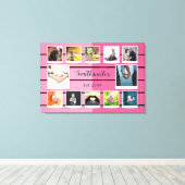 Creëer Uw Eigen Familie Fotocollage Sjabloon Roze Canvas Afdruk (Insitu (Houten vloer))
