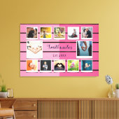 Creëer Uw Eigen Familie Fotocollage Sjabloon Roze Canvas Afdruk (Insitu (Woonkamer))