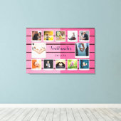 Creëer Uw Eigen Familie Fotocollage Sjabloon Roze Canvas Afdruk (Insitu (Houten vloer))