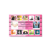 Creëer Uw Eigen Familie Fotocollage Sjabloon Roze