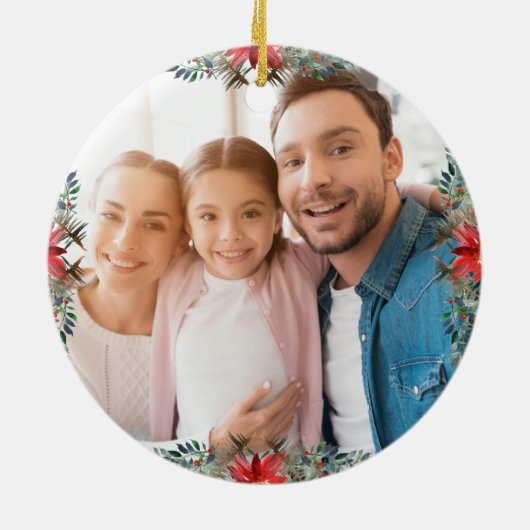 Creëer uw eigen familie keepsake monogram foto keramisch ornament (Achterkant)