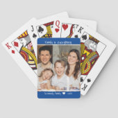 Creëer Uw eigen Familie Quote Fotonaam Blauw Pokerkaarten (Achterkant)