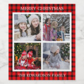 Creëer uw eigen familiefoto collage met Kerstmis W Wijn Etiket (Enkel label)
