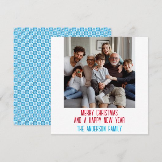 Creëer Uw eigen familiefoto Feestdagenkaart (Voorkant / Achterkant)