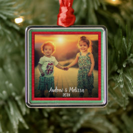Creëer uw eigen familiefoto Kerst aandenken Metalen Ornament