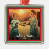 Creëer uw eigen familiefoto Kerst aandenken Metalen Ornament (Voorkant)