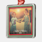 Creëer uw eigen familiefoto Kerst aandenken Metalen Ornament (Links)