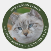 Creëer Uw eigen familiefoto retouradres Ronde Sticker (Voorkant)