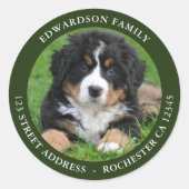 Creëer Uw eigen familiefoto retouradres Ronde Sticker (Voorkant)