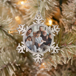 Creëer Uw eigen familiefoto Tin Sneeuwvlok Ornament