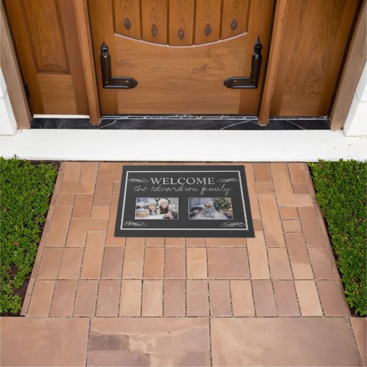 Creëer uw eigen familiefoto Welkom familienaam Deurmat (Buiten)